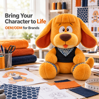 Peluche chien personnalisée avec oreilles tombantes, bandana à motifs, langue sortie et pose assise, service de conception d'habillement personnalisé