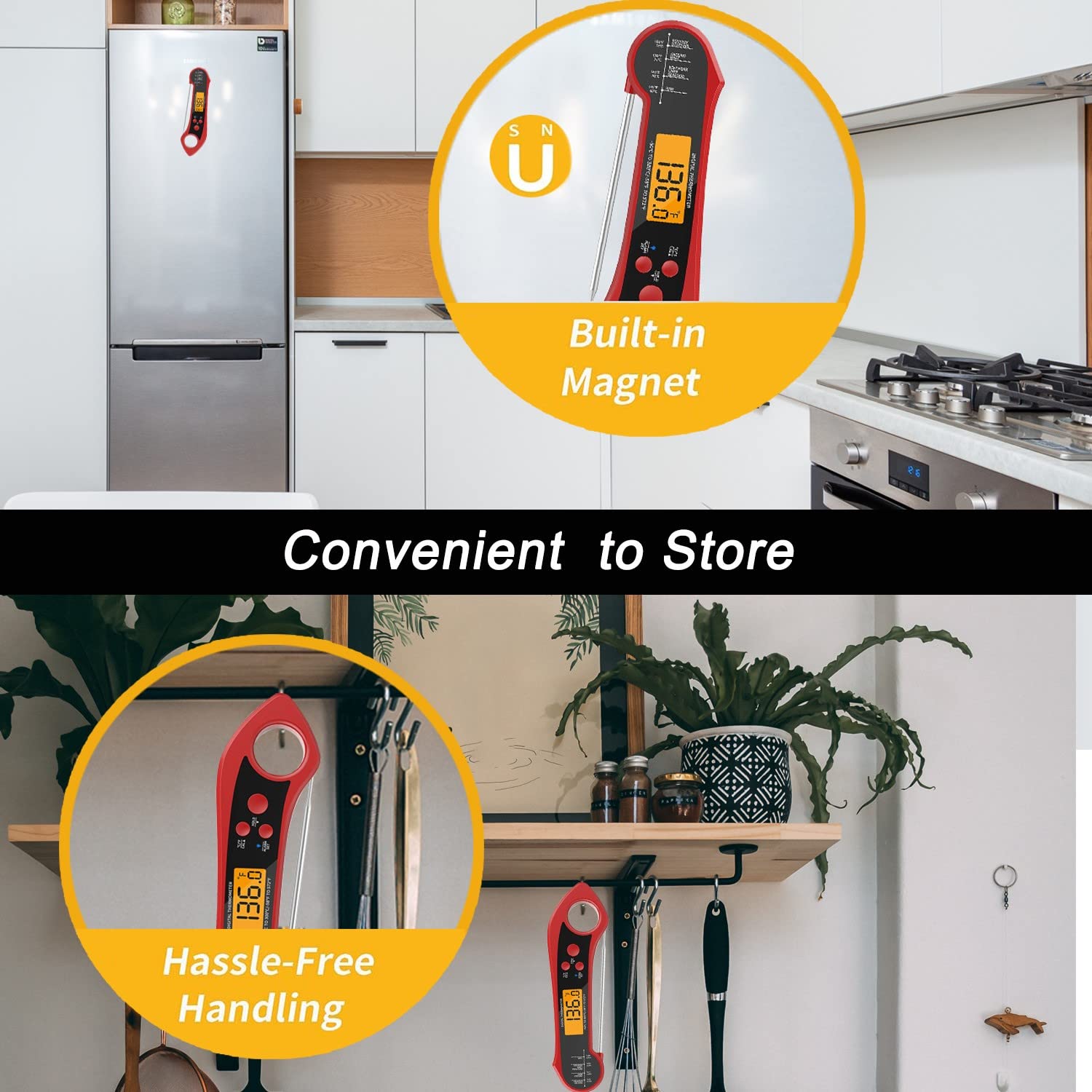 Dual Probe  Instant Read Meat Thermometer for Cooking  Waterproof Thermometer for Kitchen Oven Smoker