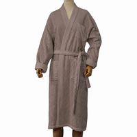 Peignoir gaufré en coton doux pour hôtel et spa, avec col châle, pour femme, ceinturé, commande en gros pour toutes les saisons