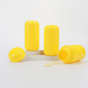 Envase farmacéutico personalizado de cápsulas amarillas, botella de plástico HDPE para productos de salud, pastillas y medicamentos con tapa de rosca. - Product Image 1