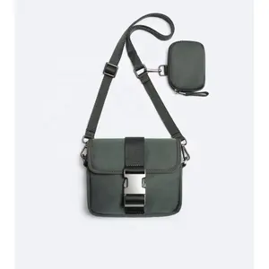 Factory wholesale custom LOGO support OEM ODM Men's Bag Black with Coin Purse Shoulder Crossbody Bag