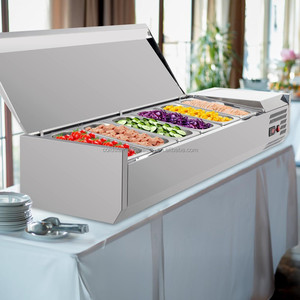Mostrador refrigerado premium para ensaladas con tapa de cristal, mostrador de preparación de ensaladas, vitrina refrigerada. - Product Image 6