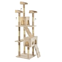 Arbre d'activités pour chat en peluche grise, grande tanière pour chat, plusieurs zones de repos, jouet interactif suspendu pour chat, poteaux à gratter en sisal pour usage domestique