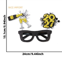 Lunettes style feux d'artifice étoiles 2027, lunettes noires et dorées pour le Nouvel An, décorations de fête du compte à rebours, monture de lunettes à rayures étoiles