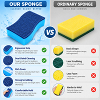 Éponge de nettoyage courbée avec couche abrasive marine et mousse douce pour la vaisselle et le nettoyage domestique