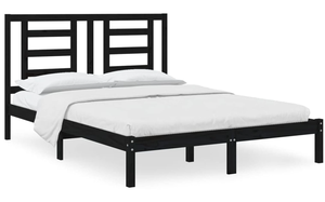 Moderno letto <span class=keywords><strong>matrimoniale</strong></span> in pino nero con testiera, ideale per camere da letto e appartamenti. <span class=keywords><strong>Dimensioni</strong></span>: 140*190 cm. - Product Image 3