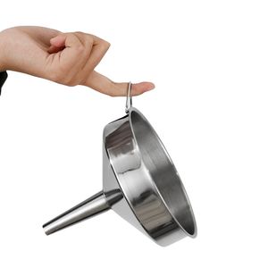Funil de aço inoxidável tamanho grande 30cm funil de cozinha resistente com alça anel - Product Image 3
