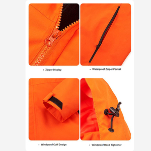 Veste coupe-vent en softshell imperméable pour homme avec capuche et polaire pour la randonnée, le camping, l'hiver, fermeture éclair - Product Image 3