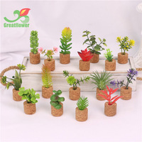 Meilleure vente transfrontalière PH01 Plantes succulentes artificielles réalistes en pot Mini fleurs artificielles en PVC souple Plantes bonsaï décoratives pour voiture
