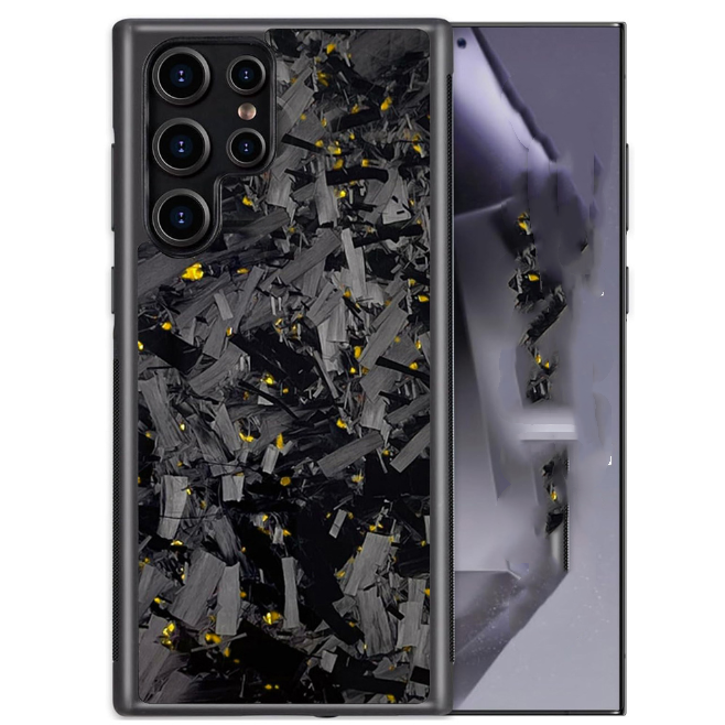 Big grain  Forged carbon with gold