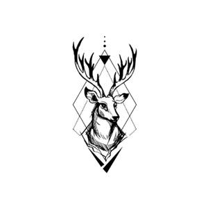 Ciervo geométrico y <span class=keywords><strong>flor</strong></span> cuerpo temporal tatuaje pegatina personalizado negro impermeable Henna Stencil para manos - Product Image 6