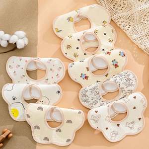 Baberos de Bebé de Algodón Muselina Orgánica de Secado Rápido, Personalizables, Lisos, Blancos, Coloridos, con Botones, Servicio OEM - Product Image 1