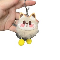 Porte-clés en peluche pompon avec oreilles de chat porte-bonheur, créatif et mignon, pour la décoration de sac à dos, breloques pour sac, cadeaux