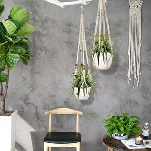 Étagère suspendue jardinière intérieur extérieur coton <span class=keywords><strong>corde</strong></span> <span class=keywords><strong>Pot</strong></span> de fleur cintres Boho macramé plante cintres pour bricolage décor à la maison - Product Image 5