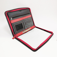 Carpeta de archivos A4, Padfolio, almohadilla de escritura de cuero PU, carpeta de presentación de negocios, portafolio con cremallera, organizador de cuero