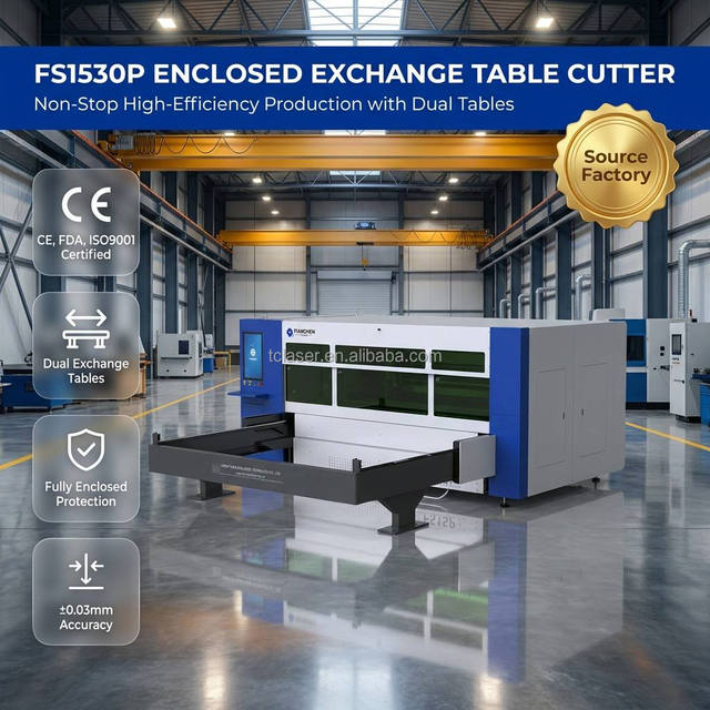 FAST High Power CNC Fiber Laser Metal Sheet Cutting Machine AI Support Fully-Enclosed Design Low Noise Air Pollution Control