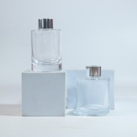 4.5oz 50ml diffuseur d'arôme en verre clair bureau à domicile vide plat roseau bouteille de parfum gel Surface bouchon à vis 150ml 120ml capacité