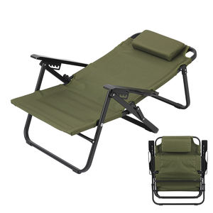 Chaises longues de jardin d'extérieur, légères, en aluminium, dossier réglable, chaise pliante portable, chaise de camping avec coussin - Product Image 2