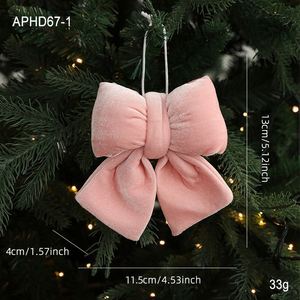 Pink Velvet Handmade Christmas <b>Heart</b> Bow Large Plush <b>Hanging</b> Decoration Festive Holiday Garland Bowknot Home Party Wedding Decor - Product Image 2