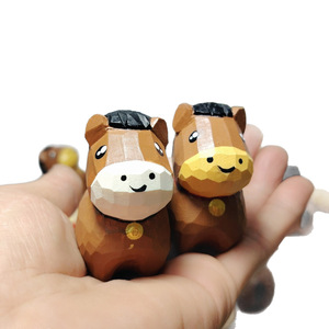 Wooden Pony Carving Brown Horse <b>Desk</b> Ornament Multi Piece Package <b>Rustic</b> Office Decor - Product Image 5