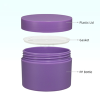 Bocaux en plastique PP ronds vides de 200 ml pour cosmétiques, soins de la peau, crème pour le visage et poudre libre, avec bouchons à vis violets, couleur personnalisée