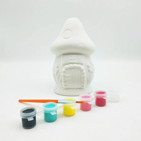 Gypse DIY 3D Non Peint Céramique Sculpture Bisque Champignon Maison Forme Figurines Décor À La Maison Peinture Ensemble pour Enfants Poterie Émail