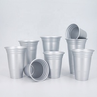 Tasse de fête colorée personnalisée en usine tasse à boire en aluminium jetable promotionnel gobelet bière métal réutilisable tasses de camping en aluminium