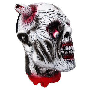 Cabeza de Zombi de Látex para Halloween, Decoración con Piel Agrietada Blanca, <span class=keywords><strong>Ojos</strong></span> <span class=keywords><strong>Ensangrentados</strong></span>, Boca Sangrienta, Detalles de Carne Desgarrada, Doble Uso - Product Image 2