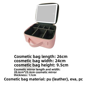 Cho <span class=keywords><strong>Amazon</strong></span> công suất lớn xách tay LED thắp sáng trang điểm Trường hợp với đôi gương nữ tính tim INFLUENCER xuyên biên giới trang điểm Túi - Product Image 5