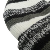 Gorros de punto a rayas de moda con puño y pompón, gorras deportivas para exteriores con logotipo personalizado al por mayor, gorras con bordado de parche para mujer