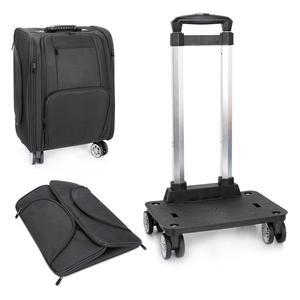 Maleta de Viaje con Ruedas de Tela Oxford Negra, Diseño Geométrico, Plegable, con Cierre - Product Image 3