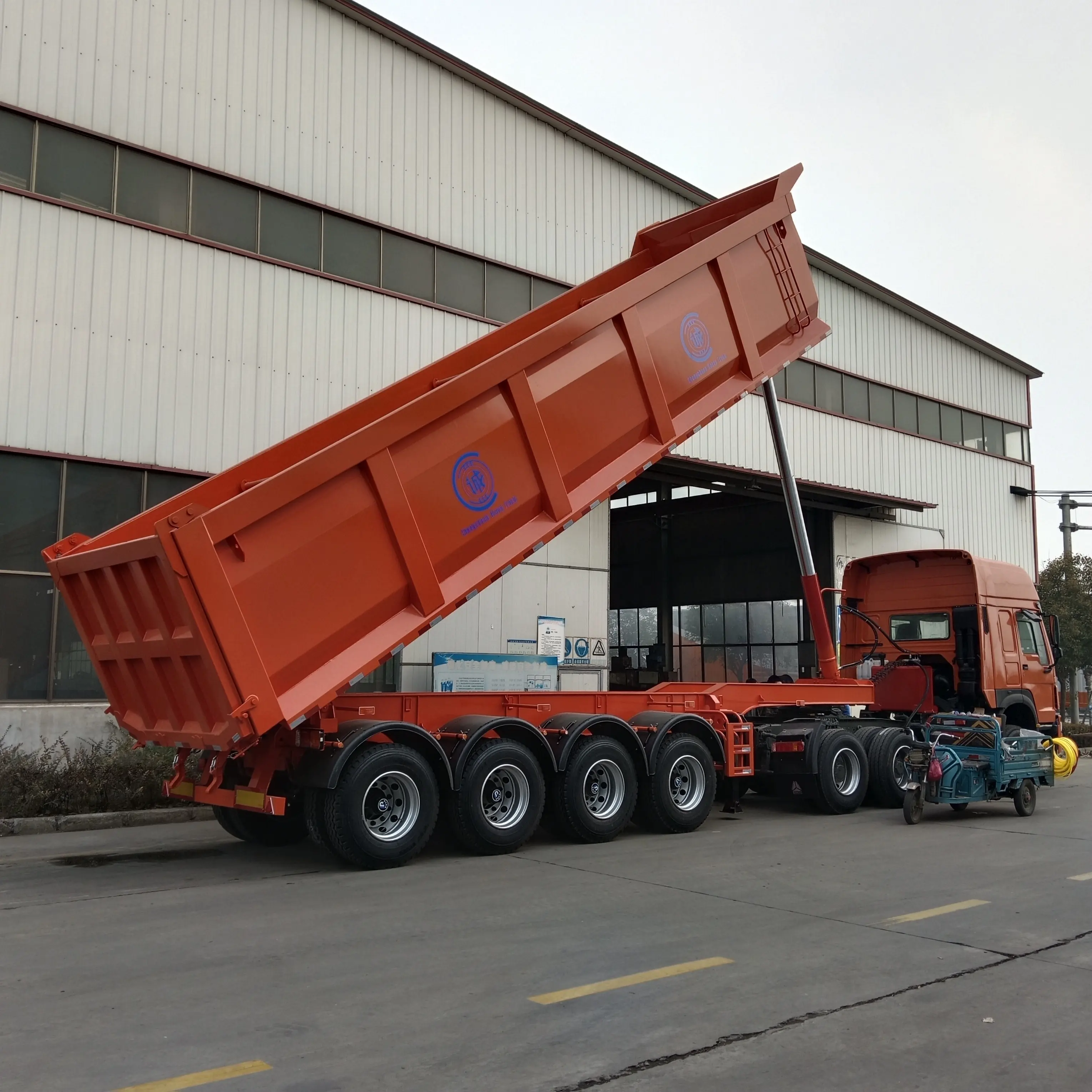 60 tấn U hình dạng cuộn Off Dumper Trailer Dumper phía sau Dump Trailer sử dụng xe tải đổ để bán
