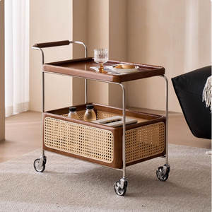 थोक ओम गंध आधुनिक पोर्टेबल धातु रतन बार मोबाइल रेस्तरां कॉफी कार्ट सामान और होटल ट्रॉली - Product Image 4