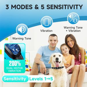 No Shock UKCA CE Dispositivo de disuasión de ladridos de perros <span class=keywords><strong>Control</strong></span> de ladridos recargable 5 Vibración de pitido de sensibilidad ajustable para todas las razas - Product Image 2