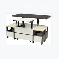 Table basse/table à thé/table à manger multifonctionnelle en bois avec plateau relevable et tabourets, meubles de salon/salle à manger