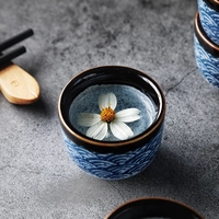 Ensemble de saké en porcelaine japonaise, 5 pièces, motif vagues océaniques, pour bar à domicile