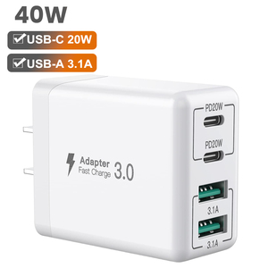 <span class=keywords><strong>Cargador</strong></span> de Pared USB C de 40 W, Bloque de <span class=keywords><strong>Cargador</strong></span> de 4 Puertos, Carga Rápida PD+QC, Enchufe de Pared, Adaptador de <span class=keywords><strong>Cargador</strong></span> Rápido Multipuerto <span class=keywords><strong>Tipo</strong></span> C para Teléfono y Tableta - Product Image 1