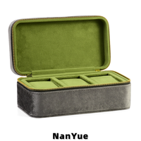 Boîte à montres en velours avec fermeture éclair, 3 emplacements, portable, étui de rangement pour montres, présentoir, boîte cadeau, boîtes à bijoux avec logo personnalisé