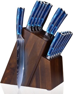 Ensemble de 16 couteaux de cuisine de haute qualité en acier <span class=keywords><strong>Damas</strong></span>, faits à la main, avec support, <span class=keywords><strong>ciseaux</strong></span>, couteau Santotu, couteau à découper, couteau à désosser, couteau de chef, avec manche en <span class=keywords><strong>bois</strong></span> - Product Image 1