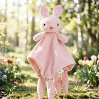 Nouvelle conception, couverture de sécurité en peluche super douce, brodée sur mesure avec un lapin, cadeau d'anniversaire pour bébé
