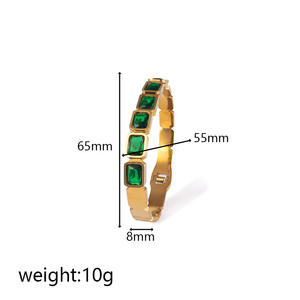 กำไล<span class=keywords><strong>ข้อ</strong></span><span class=keywords><strong>มือ</strong></span>เปิดทรงเหลี่ยมหรูหรา ประดับเพชรซิคอนหลากสี ชุบทอง 18K บนสแตนเลสสตีล สำหรับผู้หญิง เครื่องประดับแฟชั่นทันสมัย - Product Image 4