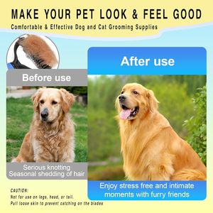 Own the Patent Cat & Dog Double-sided Hair Dematting and Deshedding Undercoat Rake Comb Tool <b>Pet</b> Grooming <b>Brush</b> - Product Image 3