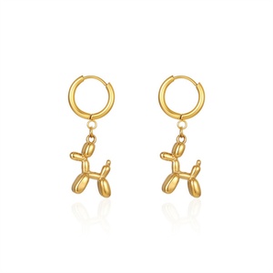 Dainty Women Cute Jewelry 18k Gold Plated Earrings Stainless Steel <b>Balloon</b> Dog Earrings Jewelry - Product Image 1