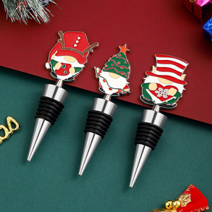 Bouchons de bouteille de vin de Noël en métal, scellants pour bouteilles, décorations de fête de fin d'année, style A B C, design frais et mignon - Product Image 5