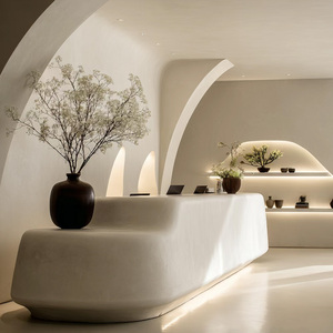 Mostrador de Recepción con Diseño de Onda Orgánica Impreso en 3D con Textura de Roca Artística para Interiores Comerciales Modernos, Áreas de Recepción y Espacios Comerciales - Product Image 6