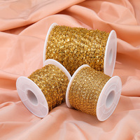 Cadena de eslabones ovalados de acero inoxidable chapado al vacío con labio aplanado, accesorio de moda DIY para gargantilla, bolsa de fornituras de joyería