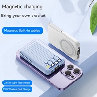 Logo personnalisé, charge rapide 22,5 W, chargeur sans fil magnétique portable 15 W, câbles intégrés, chargeur plus rapide, station d'alimentation, batterie externe 10000 mAh