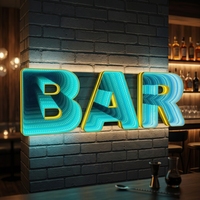 Enseigne néon LED personnalisée à effet miroir infini, boîte lumineuse 3D effet tunnel, décoration murale pour bar, boîte de nuit, salle de jeux, restaurant, hôtel