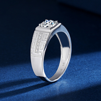 Bagues en moissanite YBO Fine Jewelry pour hommes, argent sterling 925, bagues de fiançailles et de mariage géométriques, luxe