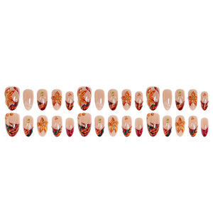 30 Uñas Postizas con Diseño de Almendra, Otoño Invierno, Estampado de Leopardo 3D, Acabado Floral, para Manicura DIY, Uso Diario y Fiestas - Product Image 5